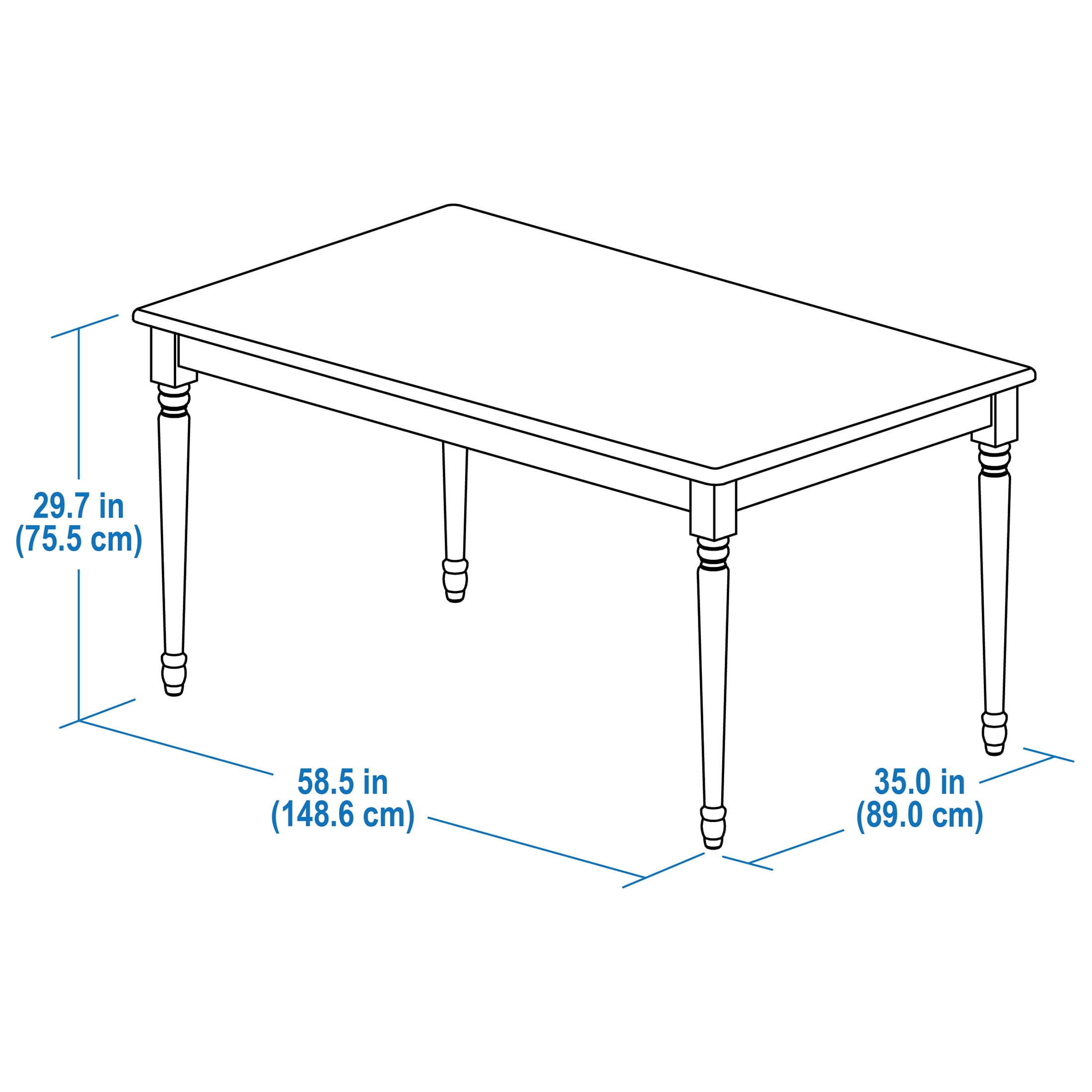 Mainstays Farmhouse Dining Table in Black Finish - Seats 4 to 6