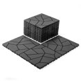 thumbnail image 4 of 44 PCS Plastic Interlocking Deck Tiles, 12" x 12" Patio Outdoor Deck Tiles, Self-draining, Square Patio Floor Decking Tiles for Porch, Poolside, Balcony, Backyard, Indoor and Outdoor Use (Black), 4 of 7