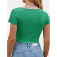 thumbnail image 2 of Lightweight Crop Tops Stretchy Slim Fit Workout Shirts for Women, 2 of 5