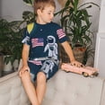 thumbnail image 4 of Balery Astronaut With USA Flag Conjunto de Pijama Infantil de Manga Corta con Estampado – Ropa de Dormir de Algodón Suave-Large, 4 of 6