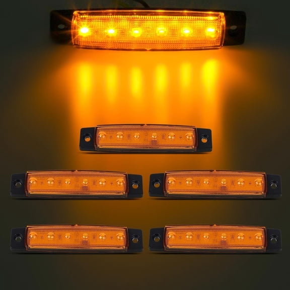 Scitoo 5x 3/8" 6 LED Truck Bus Boat Trailer Side Marker Indicators Light Lamp Amber