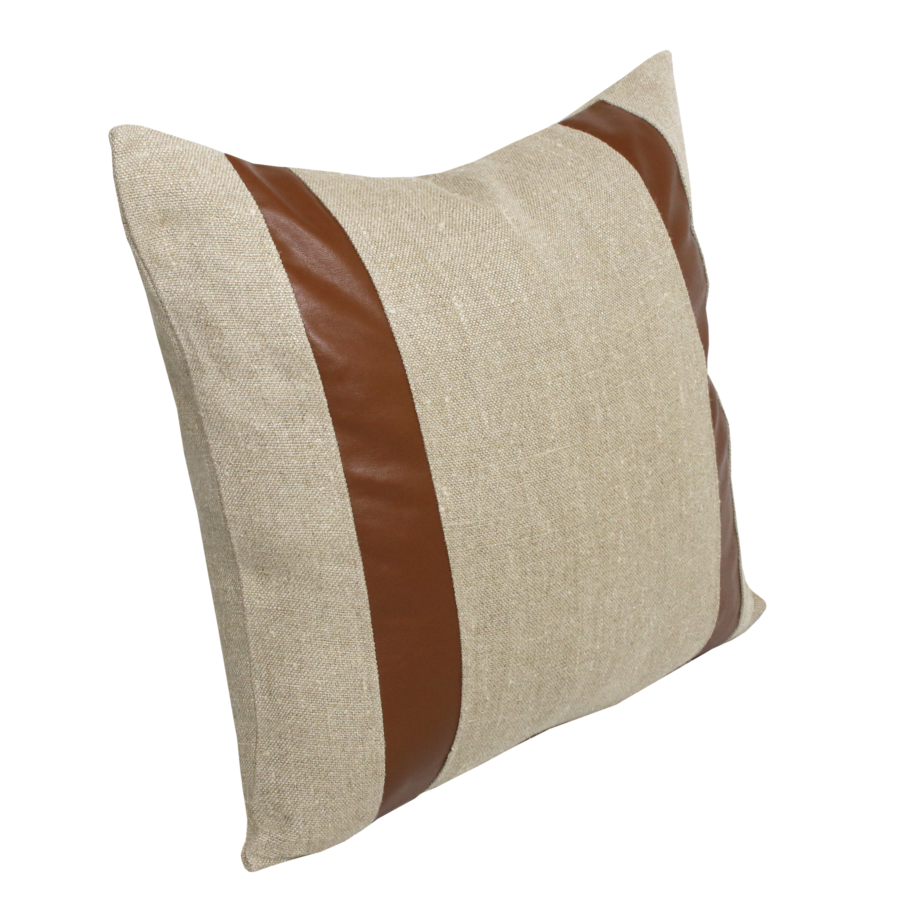 Harlow Hill Faye 20" x 20" Beige/Brown Striped Linen Adult Decorative Throw Pillow Cover