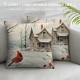 thumbnail image 3 of Awypu Christmas Red Bird Throw Pillow Covers Cardinal Vintage Winter Scene Holly House Pine Berry Wreath Pillow case Decorative Living Room Bed Room Dorm Couch, 3 of 5