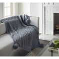 thumbnail image 3 of Crafted by Catherine Pom-Pom Sweater Knit Throw 50" x 60", Cozy Sweater Knit Throw, Super Soft, Blue, 3 of 4