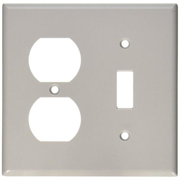 4.56 x 4.5 in. 2 Gang Standard Gray Toggle & Duplex Wall Plate, Gray