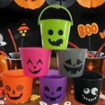 thumbnail image 5 of HCTSHG Halloween Trick or Treat Bucket, Halloween Jack O Lantern Candy Basket, Trick or Treat Pumpkin Pails Cauldron Kettle Candy Holder, Halloween Party Supplies, 5 of 8