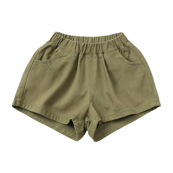 ROLKFUK Girls Shorts- Cotton Soft Lightweight Casual Summer Shorts Army Green Size 3 Years