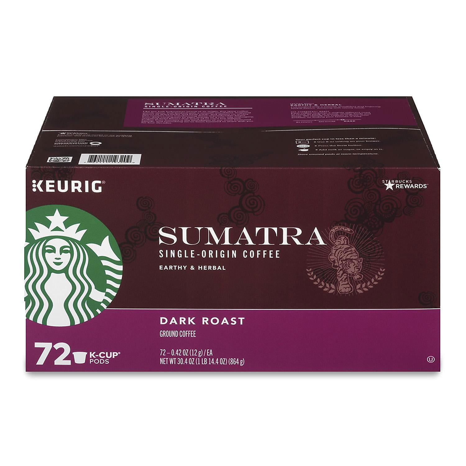 Starbucks Sumatra Coffee, 72 K-Cups, Bold Dark Roast, Smooth and
