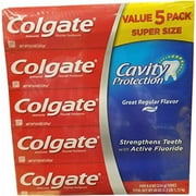 Colgate Cavity Protection Toothpaste with Fluoride, Regular Flavor, 8oz (5 Pack)