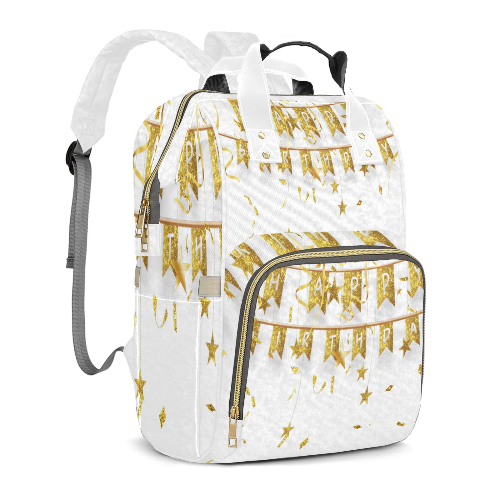 Happy Birthday Diaper Backpack – Large Capacity, Insulated Baby Bottle Pocket, Multifunctional Mommy Bag for Boys & Girls