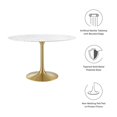 thumbnail image 5 of Modway Lippa 	48" Round Artificial Marble Dining Table in Gold White, 5 of 7