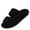 Black, variant on Fuzzy Slippers for Women Open Toe Double Strap Slides Ribbed Plush House Shoes Cushioned Memory Foam Anti Skid Sole Bedroom Footwear Spa Lounge Sandals
