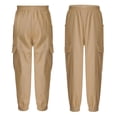 thumbnail image 2 of MSemis Boys Solid Color Cargo Pants Athletic Sports Casual Jogger Dungarees Trousers Khaki 12, 2 of 3