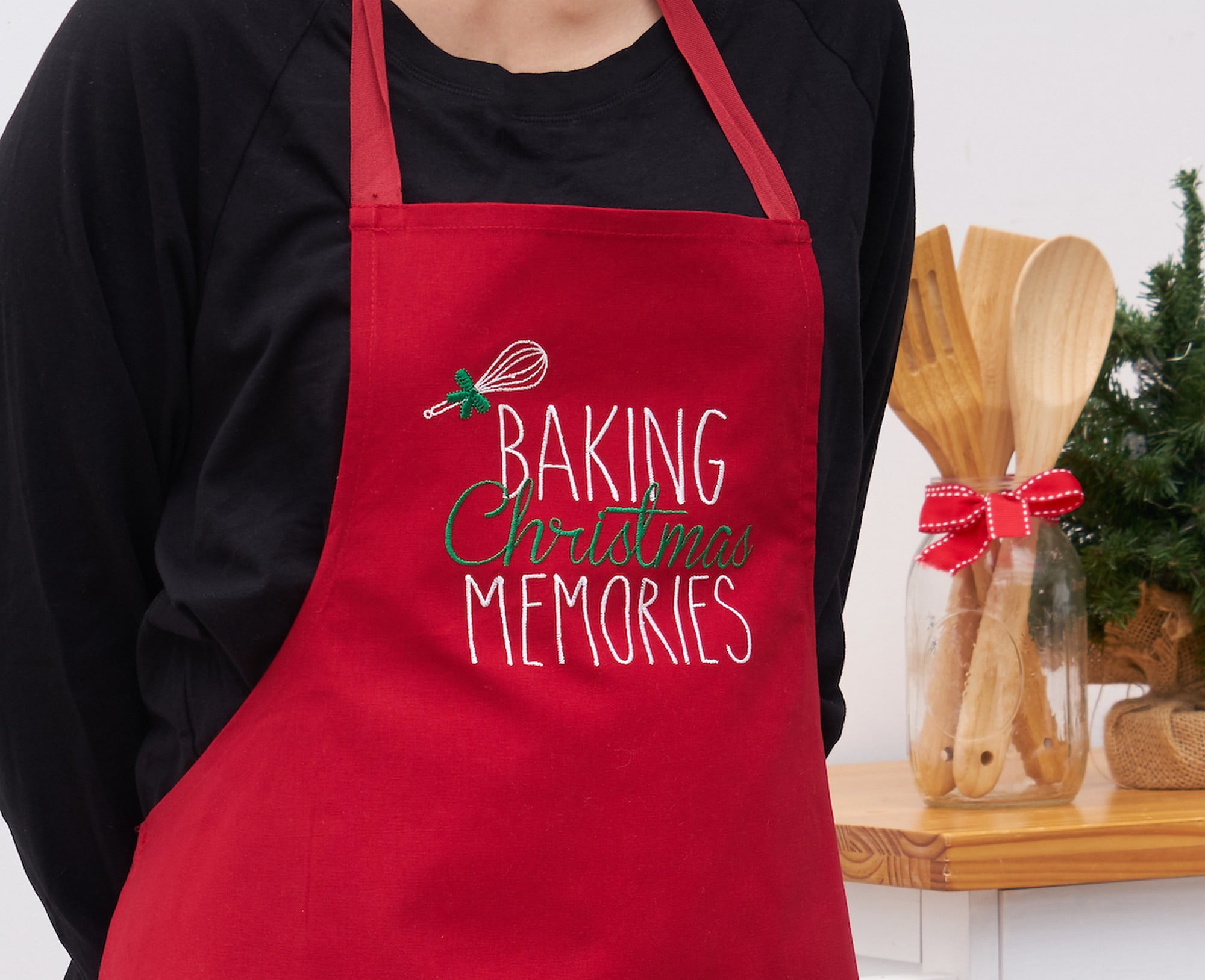 Baking Christmas Memories Embroidered Apron Xmas Holiday Baking Cooking Apron