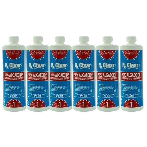 Rx Clear Algaecide 50 Plus for Swimming Pools 6 Pack