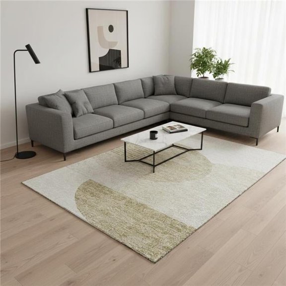 HomeRoots 655818 10 x 14 ft. Brown & Ivory Geometric Transitional Washable Machine Made Rectangle Area Rug with UV Protection