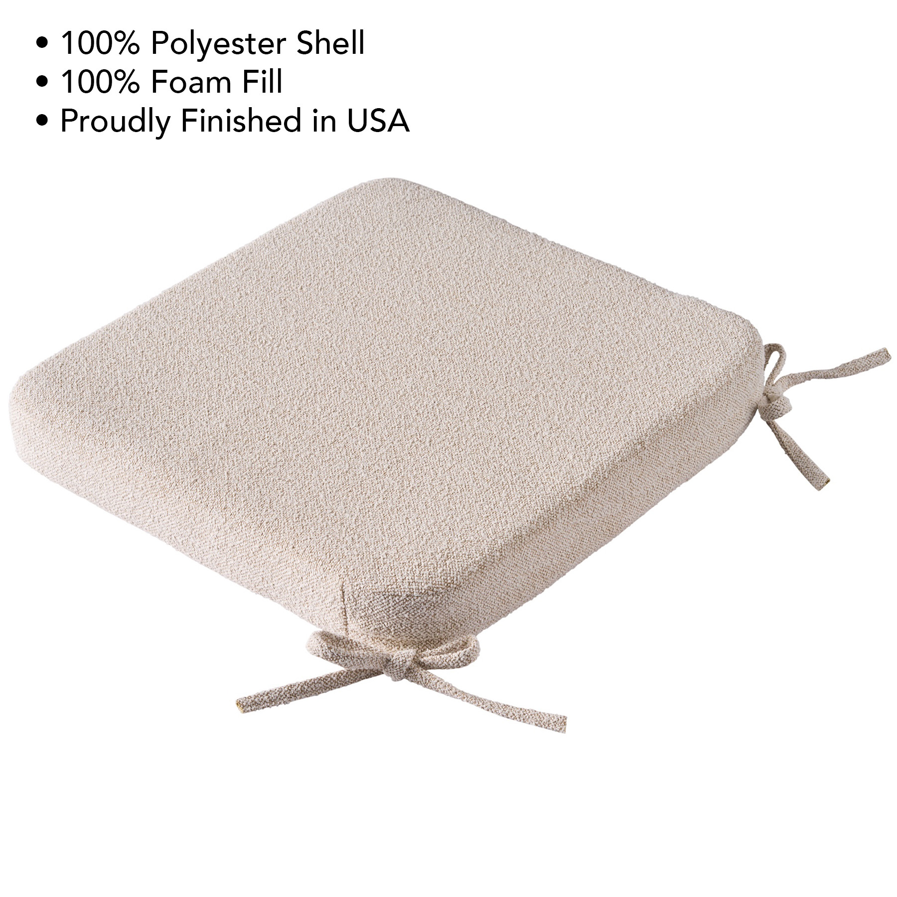 Better Homes & Gardens 19 in x 18 in Outdoor Seat Pad Cushion, 1-Piece, Cream Boucle