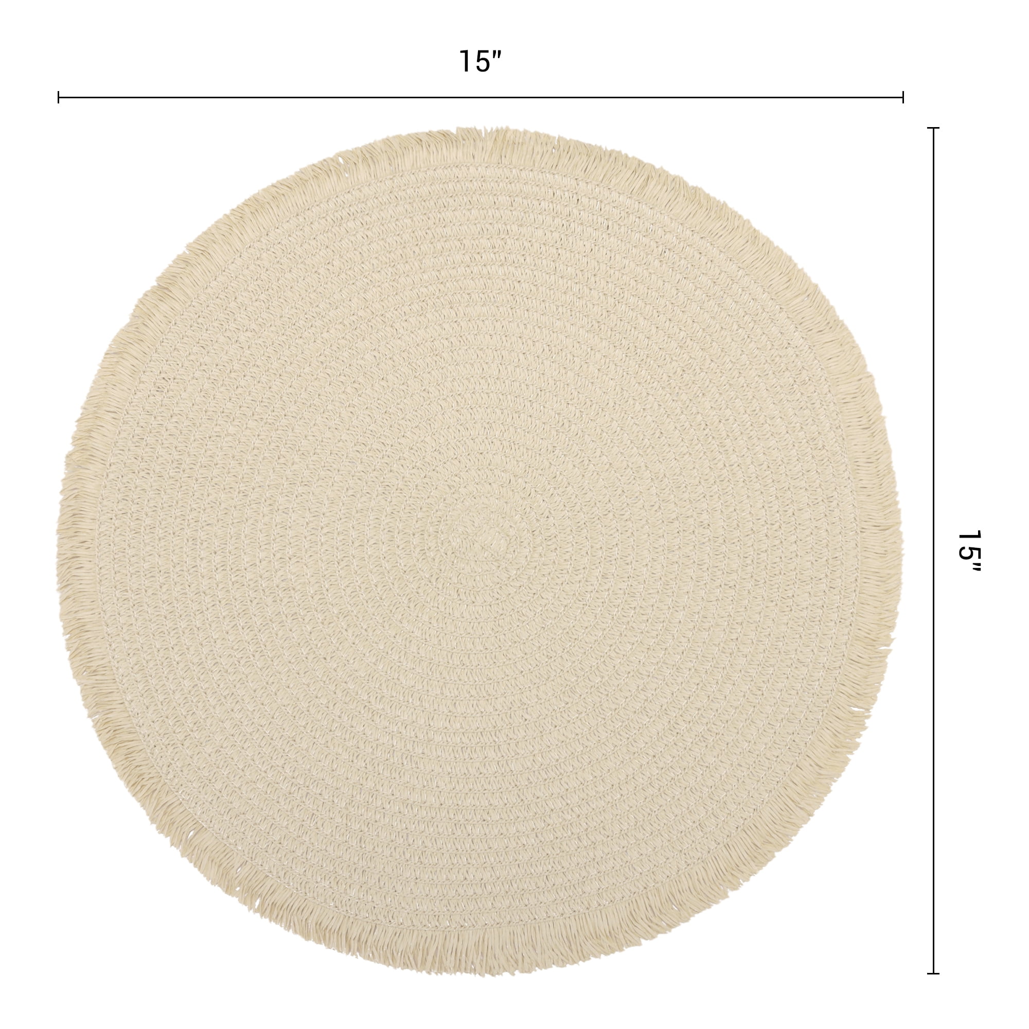 Unique Bargains Set of 6 Woven Placemats for Kitchen Use Beige 15x15inch