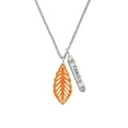 thumbnail image 2 of Delight Jewelry Acrylic Medium Leaf Pearly Orange Silvertone Family Bar Charm Necklace, 23", 2 of 4