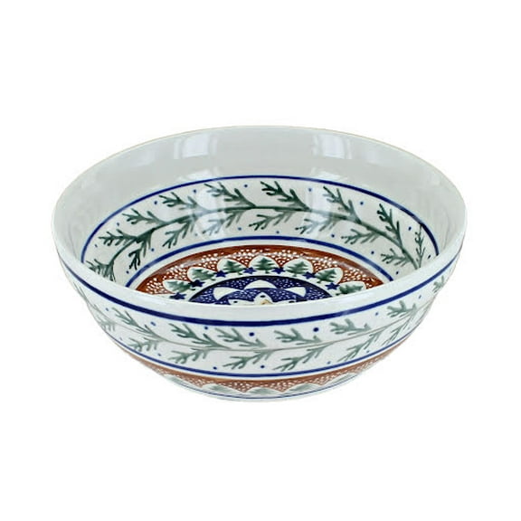 Blue Rose Polish Pottery Evergreen Cereal/Soup Bowl