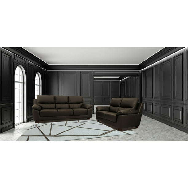 New Spec Renzo Leather Sofa And, Black Leather Sofa And Loveseat Set