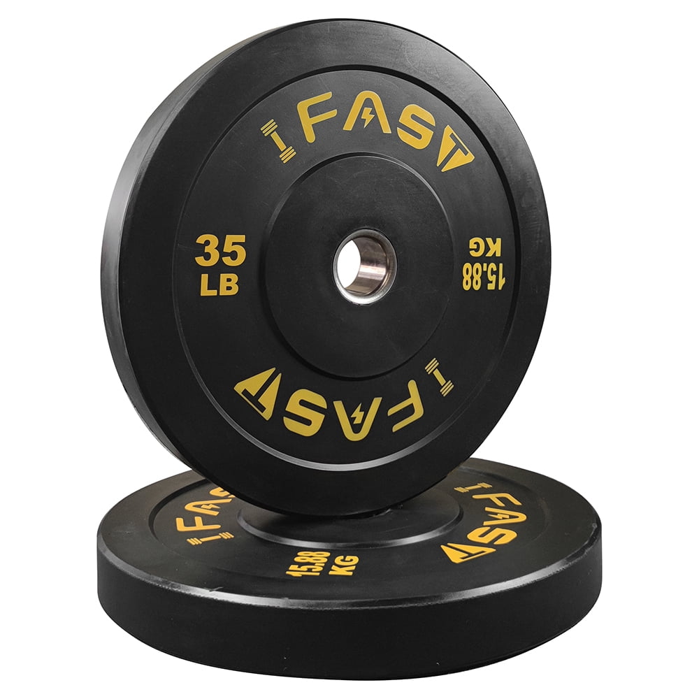 Exercise Equipment Olympic Bumper Weight Plates, Rubber Plate with 2-Inch Steel Insert Rubberized Weightlifting Barbell Plates 35LB, Pairs or Sets,Workout Equipment