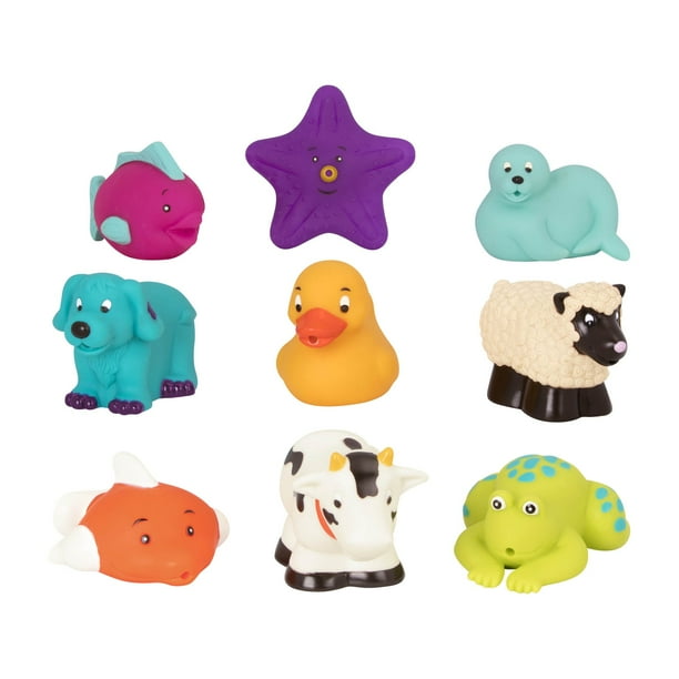 Bath Toys Battat Bath Buddies, 9 animales Squirters, 10 meses o más