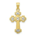 thumbnail image 1 of 10k & Rhodium Diamond-Cut Cross Pendant in 10k Yellow Gold w/ Rhodium Plating, 1 of 3