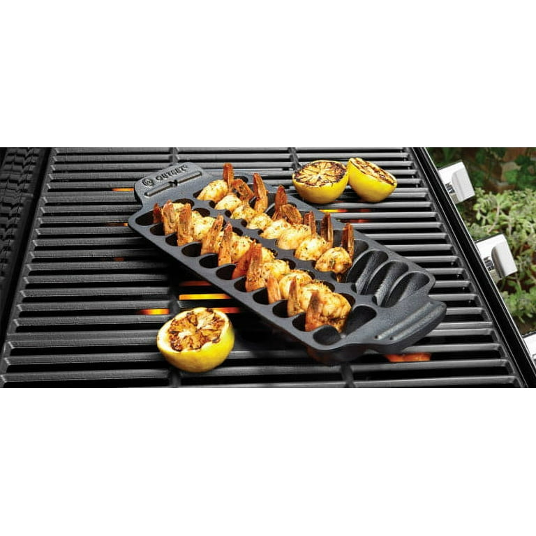 Outset 76375 Shrimp Cast Iron Grill and Serving Pan 22 Slot 13 x 5 Color  Black