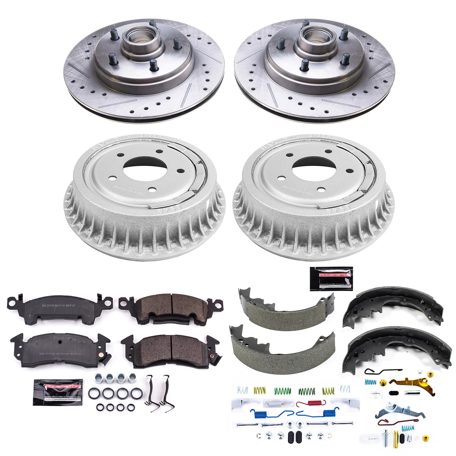 PowerStop Front and Rear Z23 Evolution Sport Brake Pad Rotor Drum and Shoe Kit Fits: CHEVROLET Select Models K15047DK