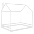 thumbnail image 6 of Full Size House Platform Bed, Wooden Low Bed Frame with Roof, Floor Platform Bed with Headboard & Footboard Tent Bed for Kids Boys Girls, Box Spring Needed, No Limit Weight Capacity, White, 6 of 7