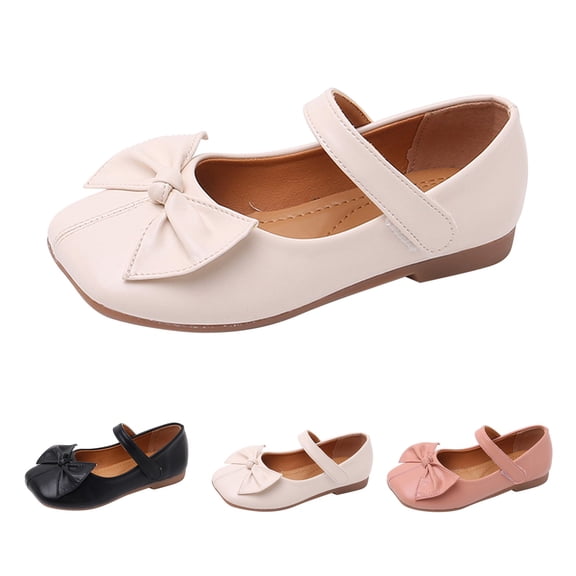 RotHome Girls Dress Shoes Toddler Flats Mary Jane Bowknot Breathable Soft Cushioned Insole Non-Slip Rubber Sole Wedding Flower Girl Party Ballerina Flat Shoes
