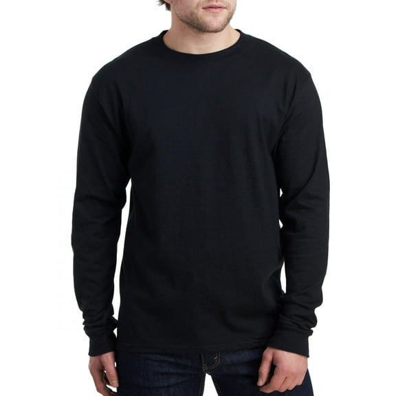 Hanes Long Sleeve Beefy-T T-Shirts, Black, XLarge