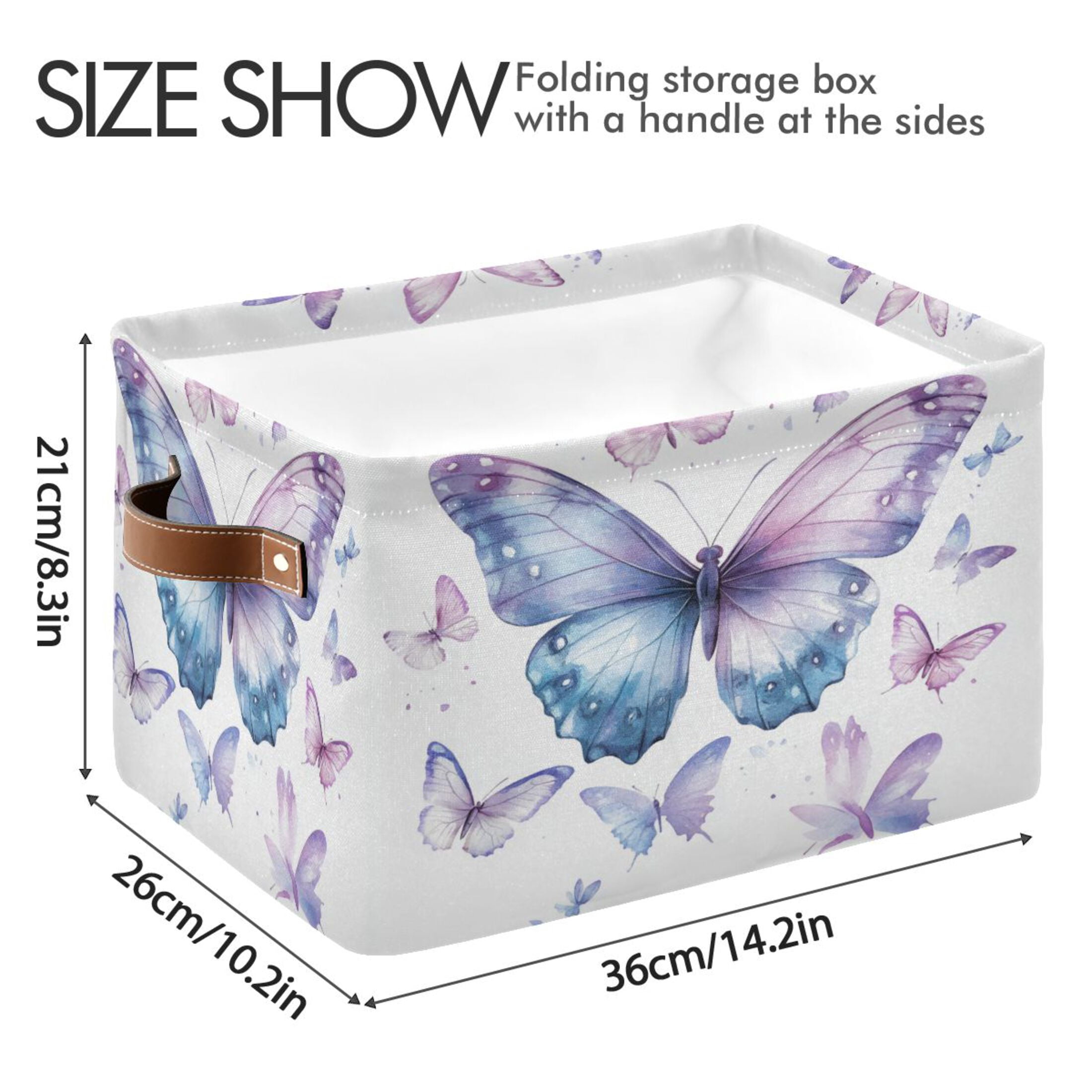 A Flock Of Butterflies Foldable Storage Basket,Canvas Fabric Foldable Storage Bins with Handles Open Home Storage Bins Boxes for Toy Book Shelf Closet Baskets