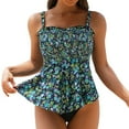 thumbnail image 3 of Plus Size High Waist Bikini Set,Women's Conservative Floral Print Swimsuit With Ruffles For Beach & Spa, 3 of 7