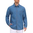 thumbnail image 4 of Men's Casual Chest Pocket Long Sleeve Button Down Outdoor Denim Shirt M Light Blue, 4 of 6