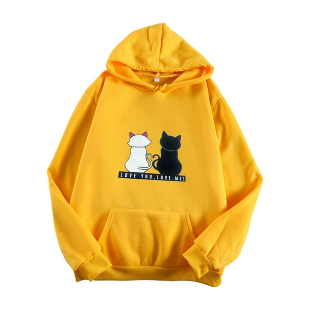 Sudadera con capucha de mujer Yuyangstore Amarillo xxl