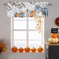 thumbnail image 6 of Thanksgiving Pumpkins Valances for Windows, 54 x 18in, Fall Fallen Leaves Blue Texture Rod Pocket Kitchen Valance Curtain Light Filtering Window Treatments for Living Room Bedroom, 1 Panel, 6 of 7