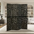 thumbnail image 4 of Roundhill Furniture Aurra 4-Panel Wood Room Divider, Folding Portable Partition Screen, Black, 4 of 6