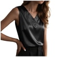 thumbnail image 7 of felwors Women's Silk Satin Tank Tops V Neck Casual Camisoles Sleeveless Business Work Blouses Dressy Summer Shirts(Black, L), 7 of 7