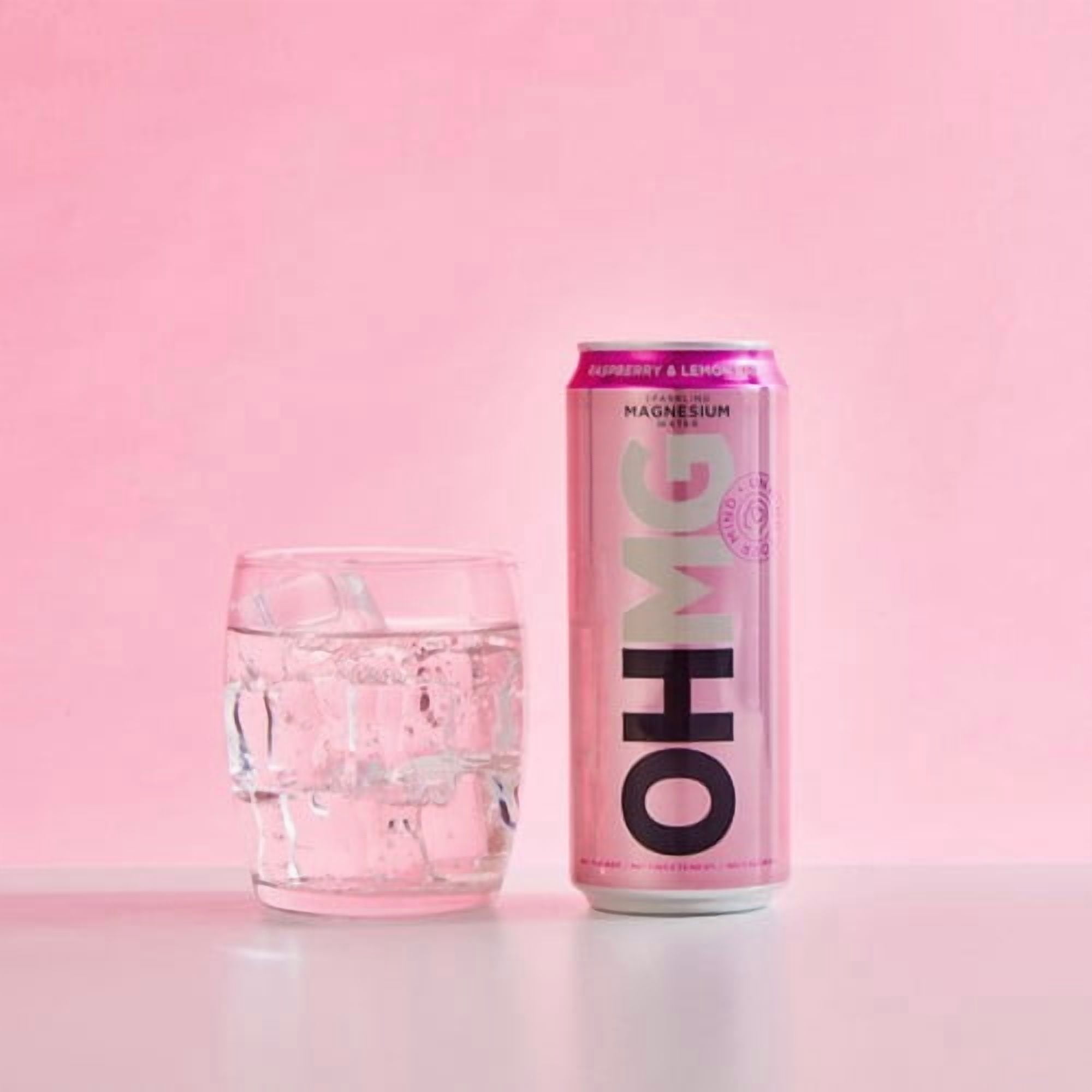 OHMG Raspberry sparkling magnesium water 4 x 330ml, British Import (Pack of 2)