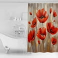 thumbnail image 4 of Extra Long Shower Curtain 72x84 Inch, Red Spring Floral Shower Curtain Waterproof Bathroom Decor Summer Botanical Watercolor Vintage Fabric Bath Curtain Set Accessories with Hooks, 4 of 6