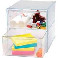 Sparco, SPR82978, 2-Drawer Storage Organizer, 1 Each, Clear