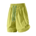thumbnail image 4 of Womens Quick Dry Shorts High Waist Stretchy Straight Leg Bermuda Shorts with Pockets Casual Summer Athletic Lounge Pants Green M, 4 of 6
