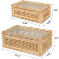 thumbnail image 3 of Handwoven Boho Rattan Display Boxes with Glass Lids - Set of 2 Rectangular Decorative Storage Bins - Natural Woven Cane Home Decor Organizers, 3 of 7