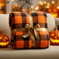 thumbnail image 2 of Halloween Blanket for Decor & Gift, Orange and Black Buffalo Plaid Twin Blanket for Couch Bed, Soft & Warm Fleece Blanket for Women Men, 60"x80", 2 of 7
