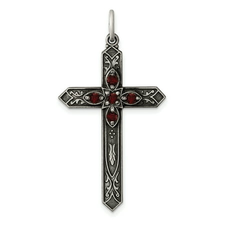 Rembrandt Cross Charm 925 Sterling Silver January Birthstone Cross Religious Pendant Charm Necklace Gifts For Women For Her ()