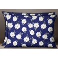 thumbnail image 1 of S4Sassy Floral Print Decorative 1 Pair Navy Blue Cotton Poplin Cushion Cover Sham Case-12 x 18 Inches, 1 of 4