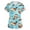 Blue, variant on Cute Animal Print Scrub Top for Women, V-Neck Short Sleeve Vet Tech Uniform with Pockets - Breathable Cartoon Cat Medical Workwear Pink XXXL