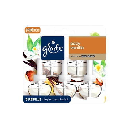 Glade PlugIns Air Freshener Refills, Mothers Day Gifts, Vanilla Caramel Twist, Infused with Essential Oils, 0.67 oz, 5 Refills